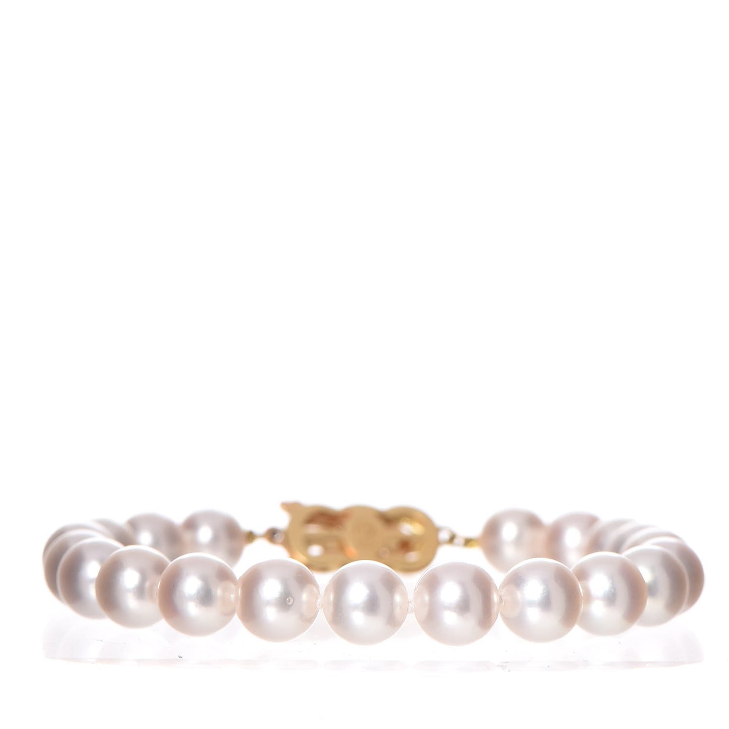 18K Yellow Gold Akoya Cultured Pearl 7.5 x 8 mm Strand Bracelet