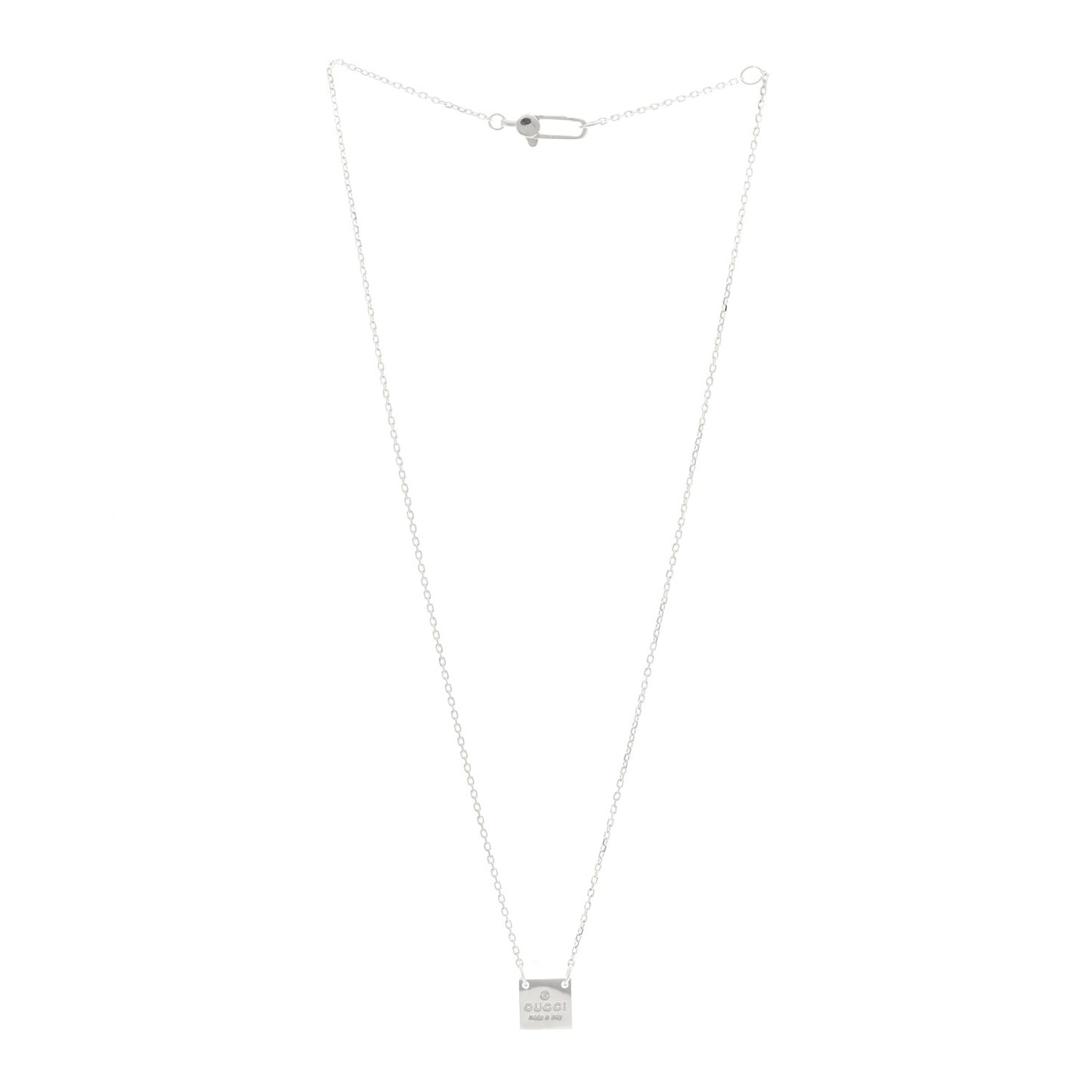 Sterling Silver Trademark Logo Square Pendant Necklace