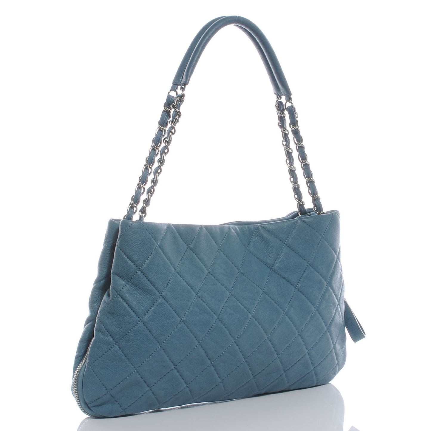 Caviar Expandable Zip Shoulder Bag Blue