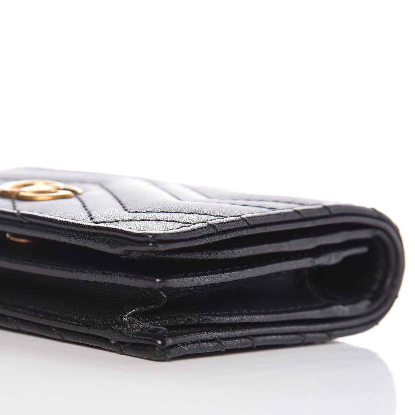 Calfskin Matelasse GG Marmont Card Case Wallet Black
