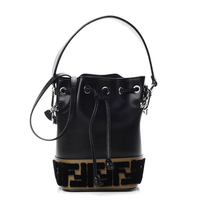 Fendi Vitello Liberty Velvet F is Fendi FF Bi-Color Mini Mon Tresor Bucket Bag Black Fango 1 of 9