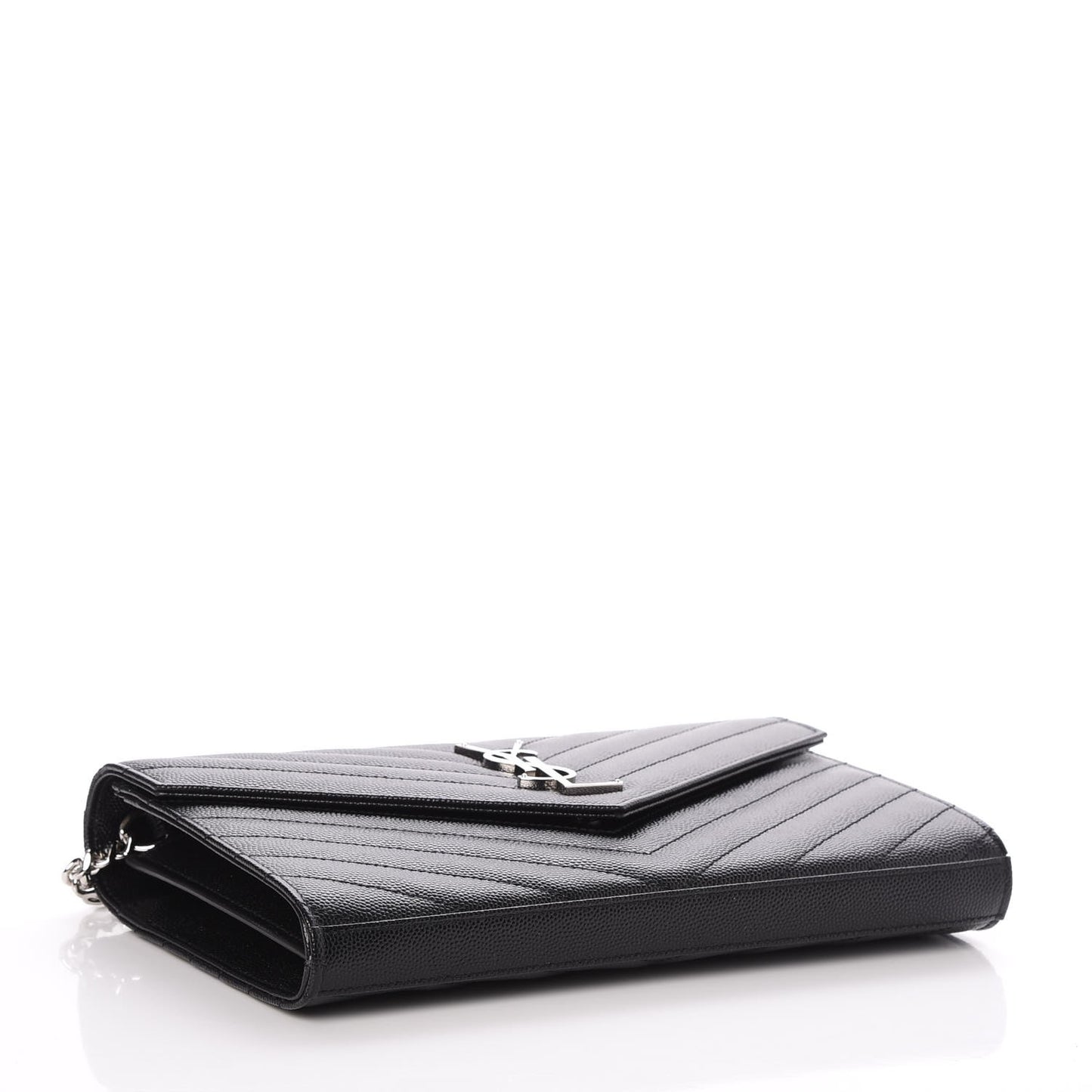 Grain De Poudre Matelasse Chevron Monogram Chain Wallet Black