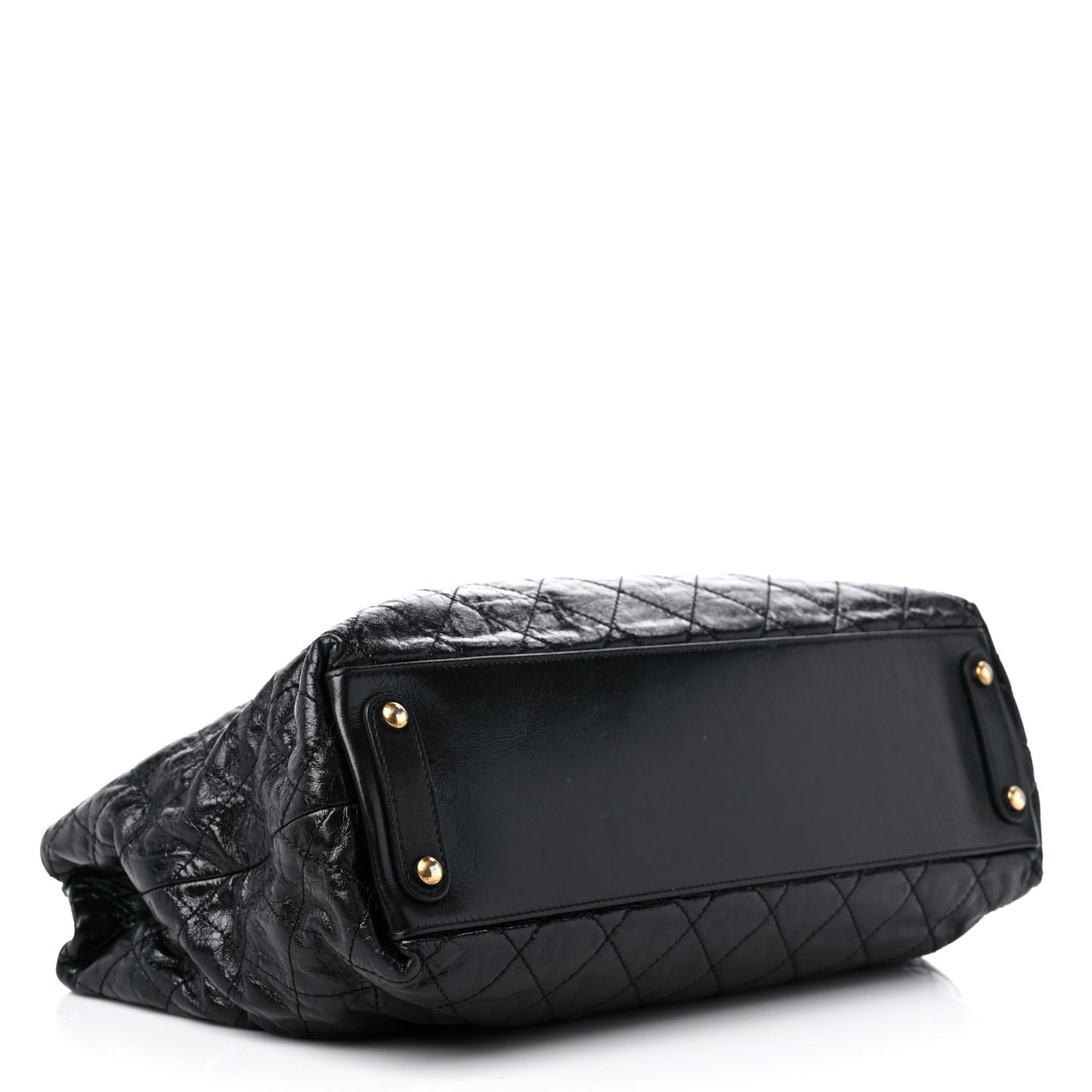Glazed Calfskin Stingray Large Bindi CC Tote Black