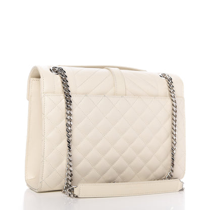 Saint Laurent Grain De Poudre Textured Mixed Matelasse Medium Triquilt Monogram Satchel Porcellana 3 of 10
