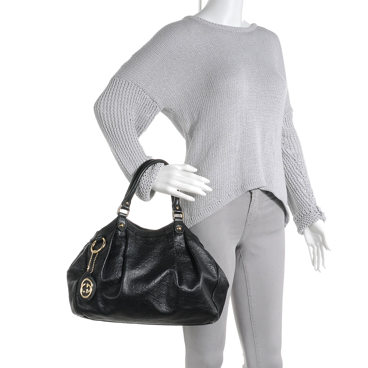 Gucci Guccissima Medium Sukey Tote Black 2 of 7