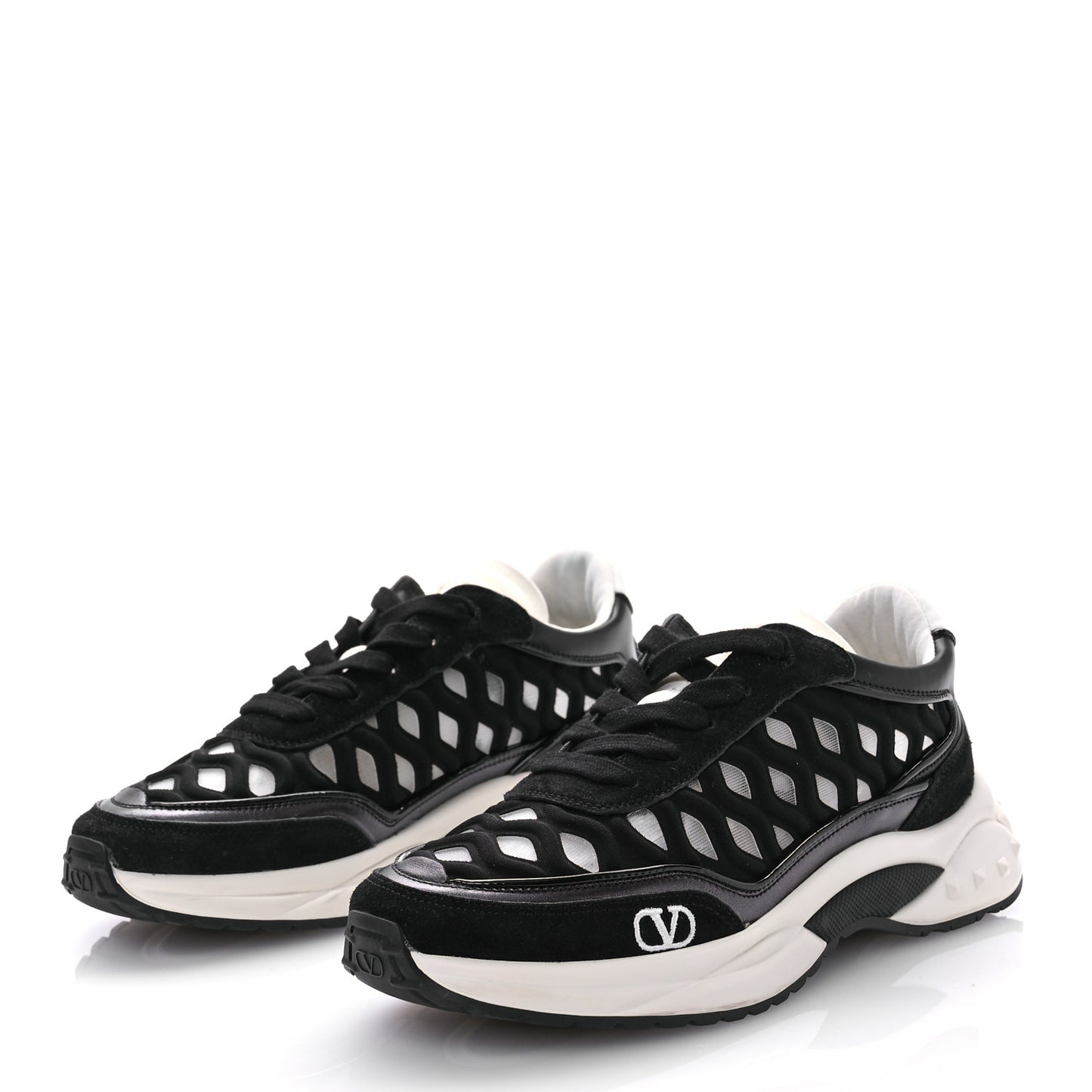 Suede Neoprene Mesh Womens Ready Go Runner Sneakers 35.5 Black
