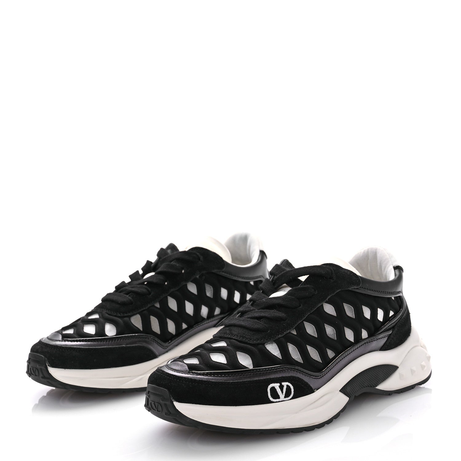 Valentino Garavani Suede Neoprene Mesh Womens Ready Go Runner Sneakers 35.5 Black 3 of 9