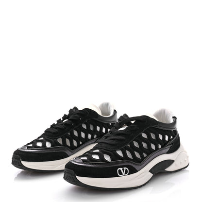Valentino Garavani Suede Neoprene Mesh Womens Ready Go Runner Sneakers 35.5 Black 3 of 9