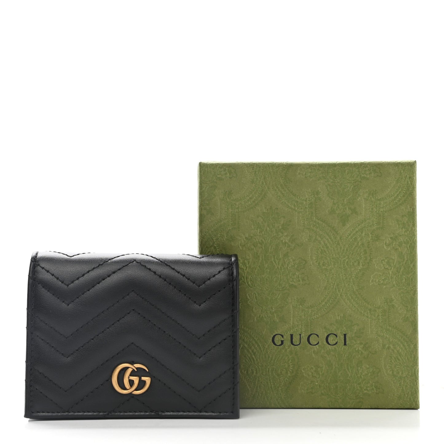 Calfskin Matelasse GG Marmont Card Case Wallet Black