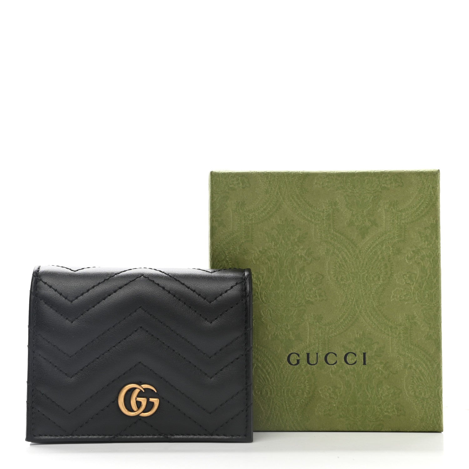 Gucci Calfskin Matelasse GG Marmont Card Case Wallet Black 8 of 8