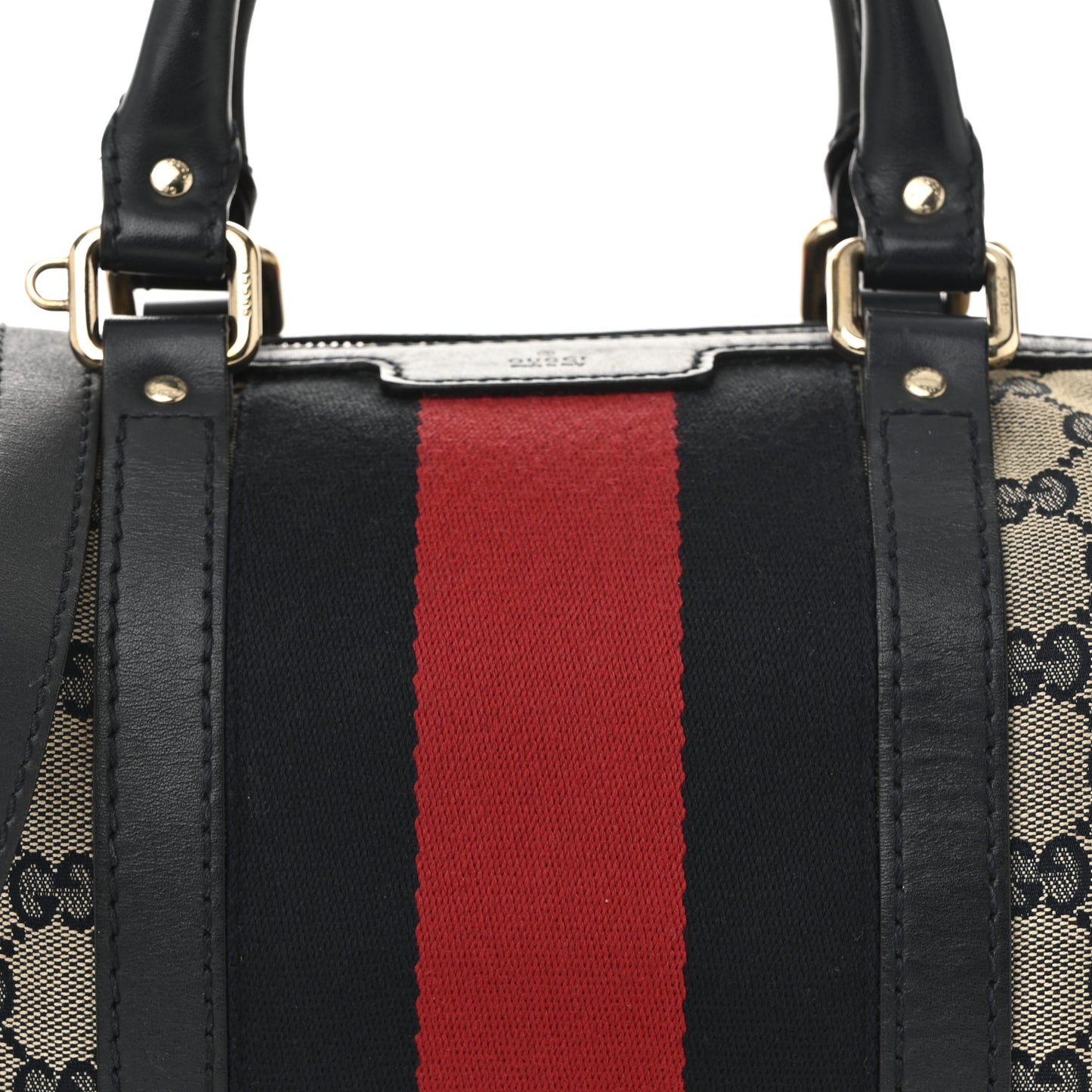Monogram Selleria Calfskin Vintage Web Medium Boston Beige Blue