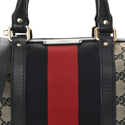 Gucci Monogram Selleria Calfskin Vintage Web Medium Boston Beige Blue 8 of 10