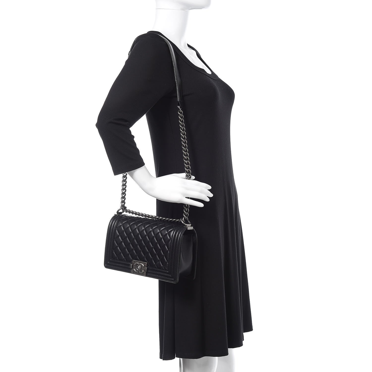 Chanel Lambskin Quilted Medium Boy Flap Black 2 of 13