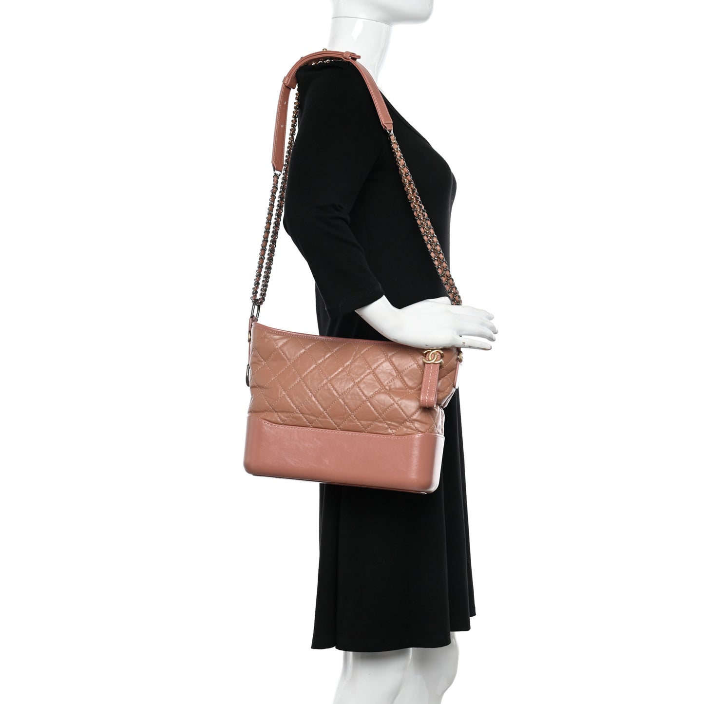 Aged Calfskin Quilted Medium Gabrielle Hobo Pink