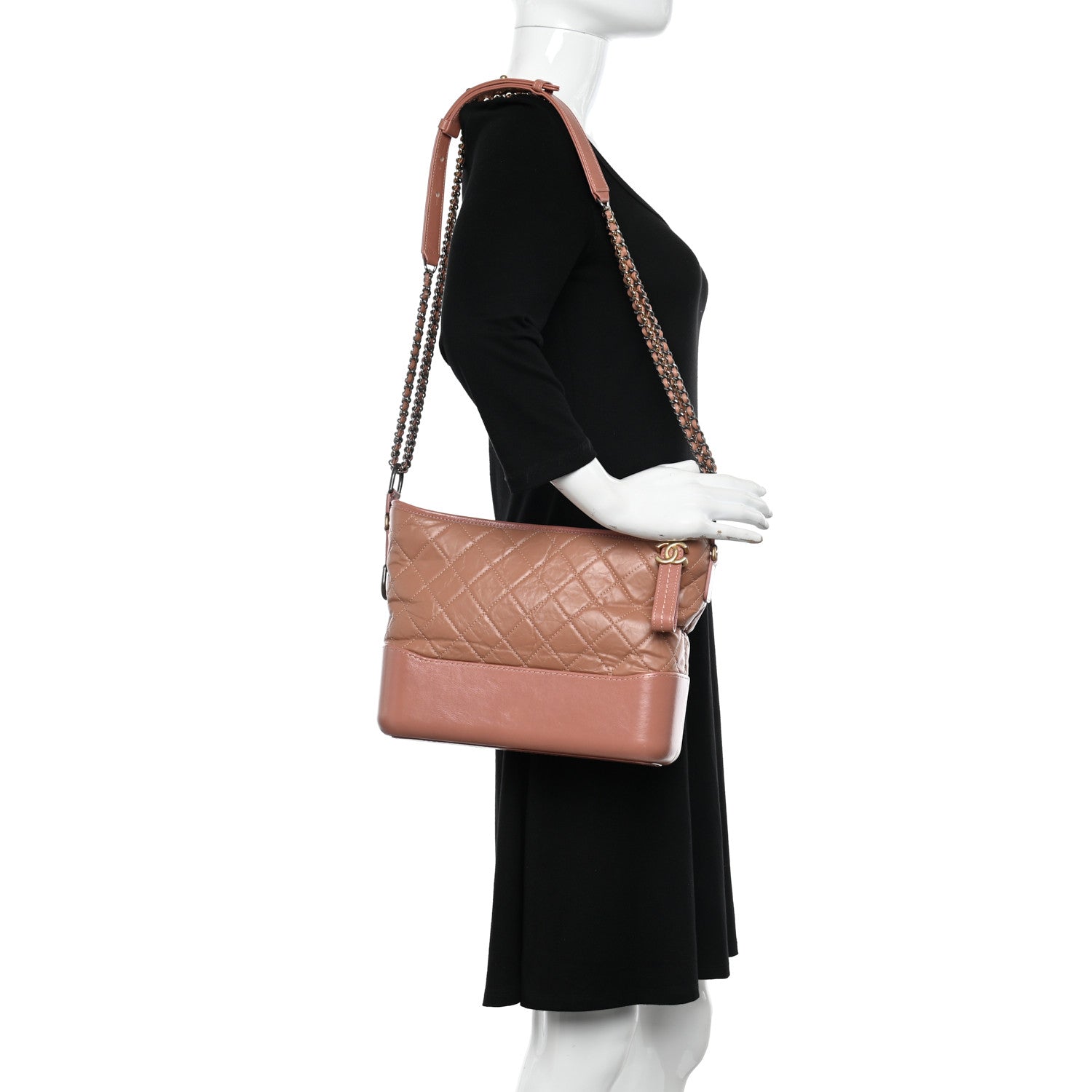 Chanel Aged Calfskin Quilted Medium Gabrielle Hobo Pink 2 of 10