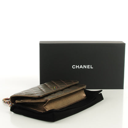 Chanel Iridescent Goatskin Quilted Wallet On Chain WOC Bronze 4 of 8