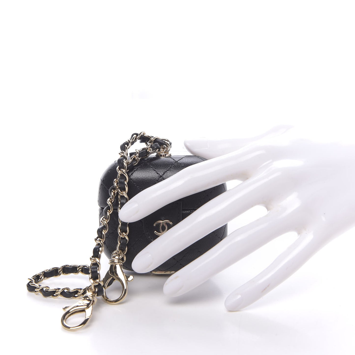 Lambskin Quilted Airpods Pro Case With Chain Black