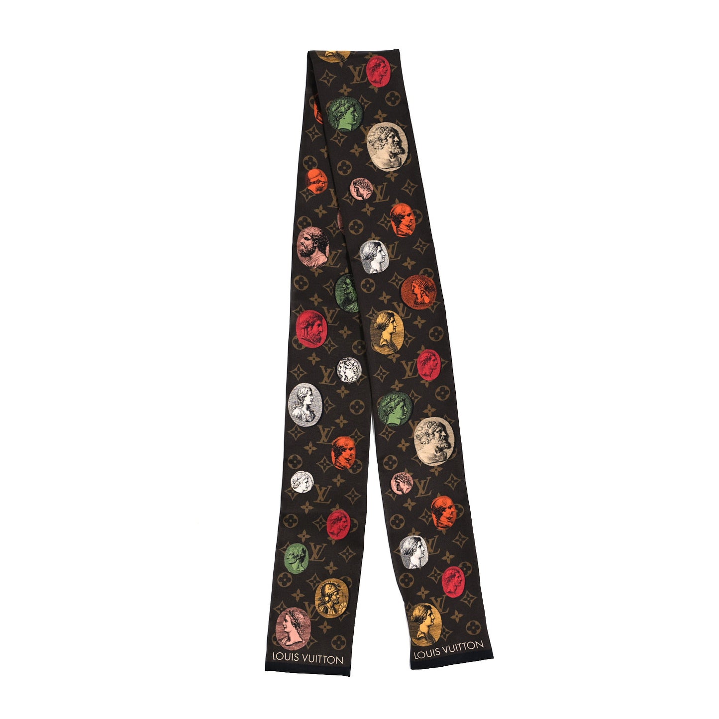 X FORNASETTI Silk Monogram Cameo Bandeau Brown
