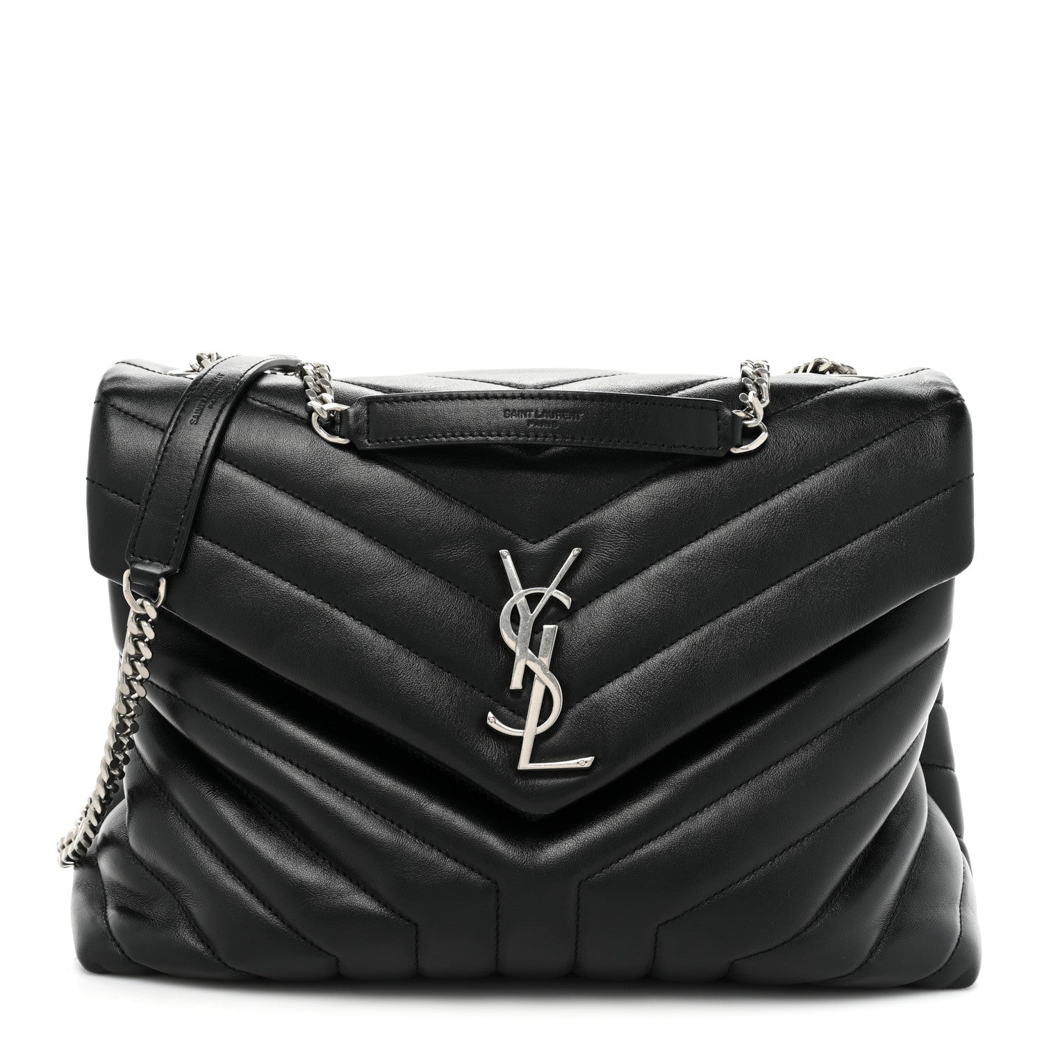 Saint Laurent Calfskin Y Quilted Monogram Medium Loulou Chain Satchel Black 1 of 15