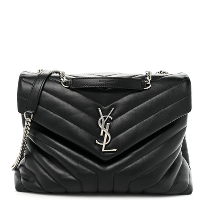 Saint Laurent Calfskin Y Quilted Monogram Medium Loulou Chain Satchel Black 1 of 15