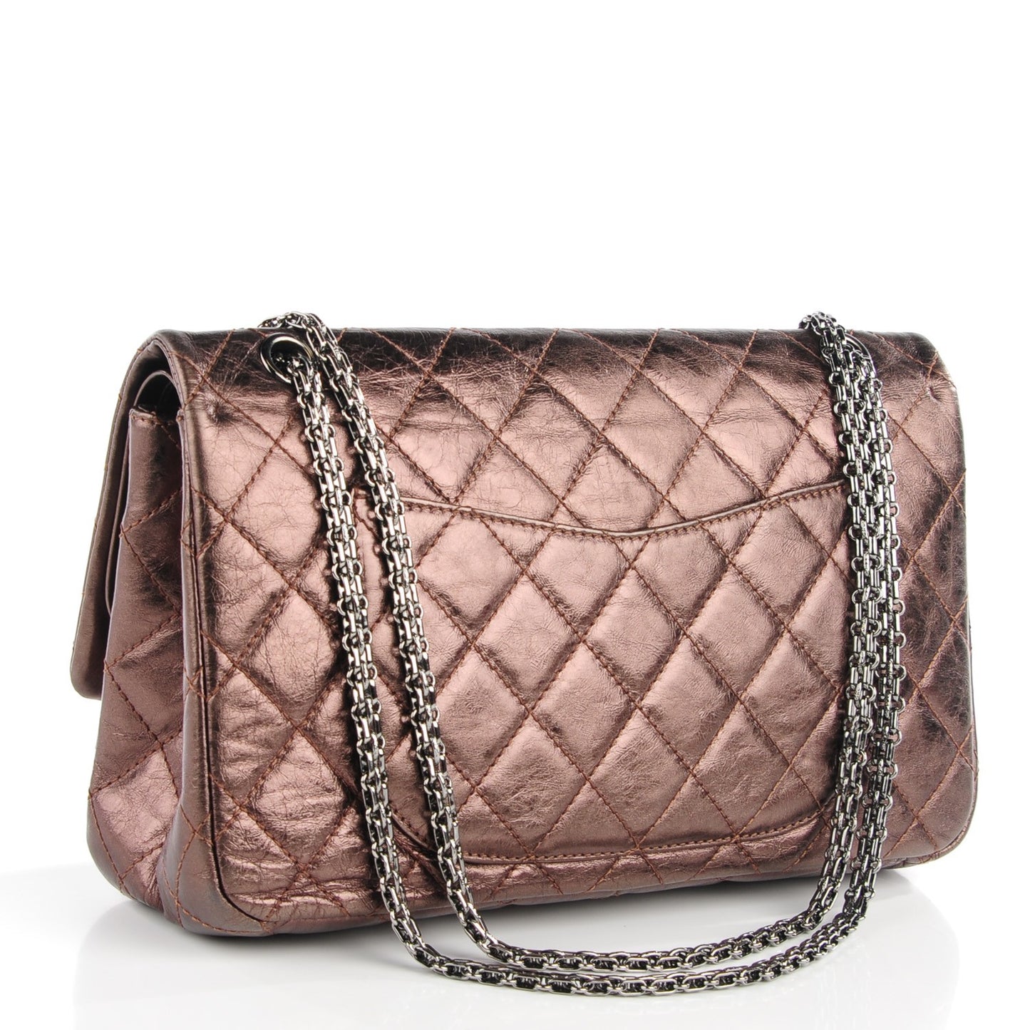 Metallic Aged Calfskin Quilted 2.55 Reissue 227 Flap Bronze