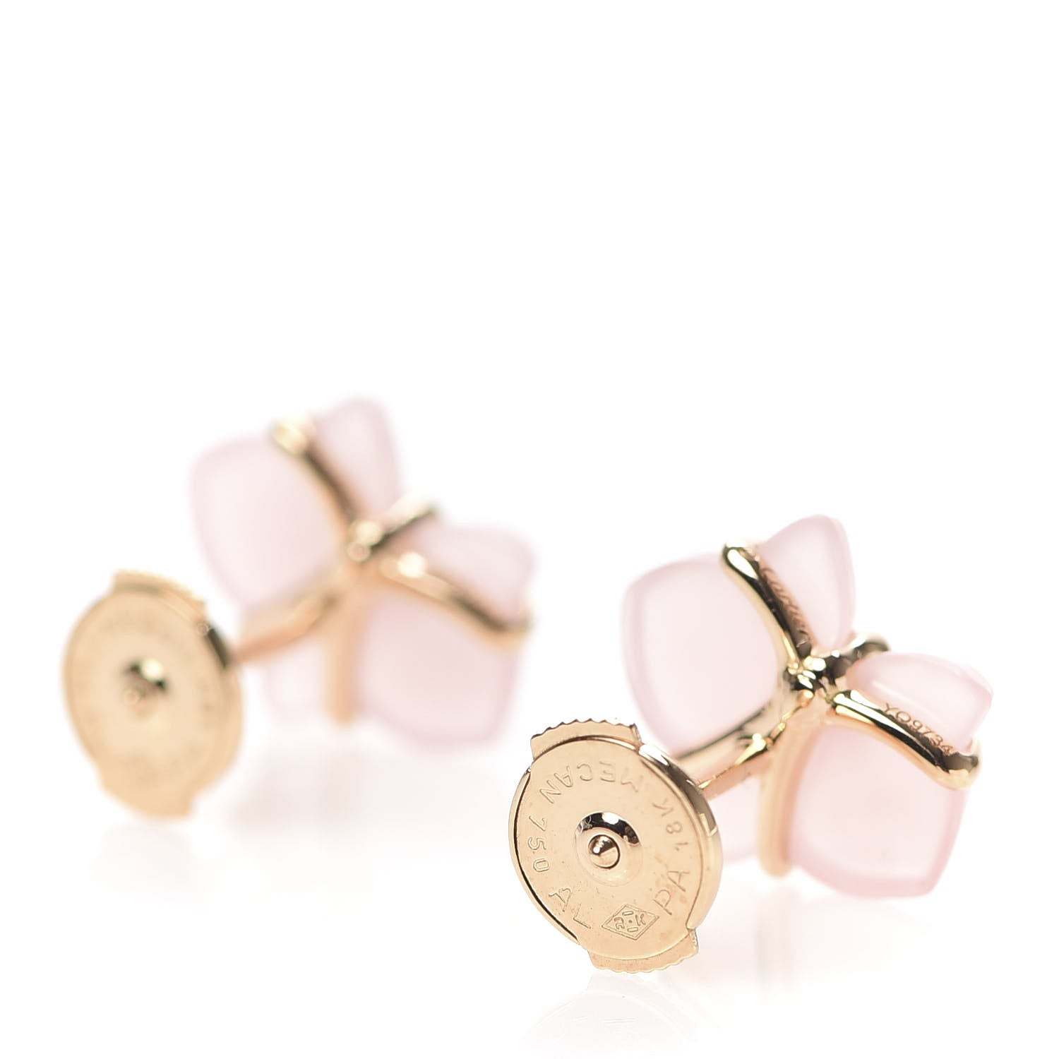 Cartier 18K Pink Gold Diamond Rose Quartz Caresse D'Orchidees Par Earrings 2 of 7