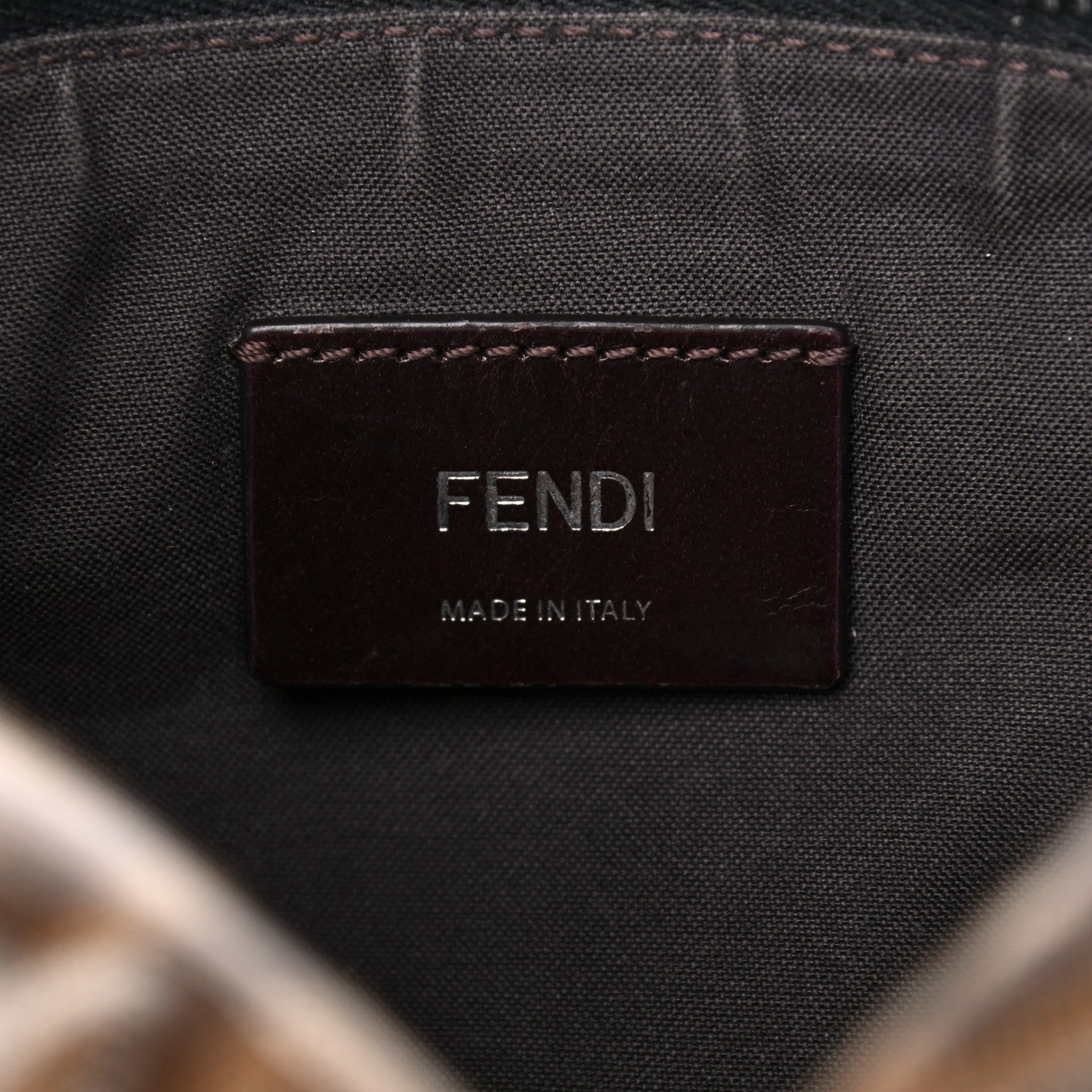 Fendi Glazed Fabric Vitello Century FF 1974 Stamp Patch Mens Pocket Belt Bag Mogano Panna Black 12 of 21