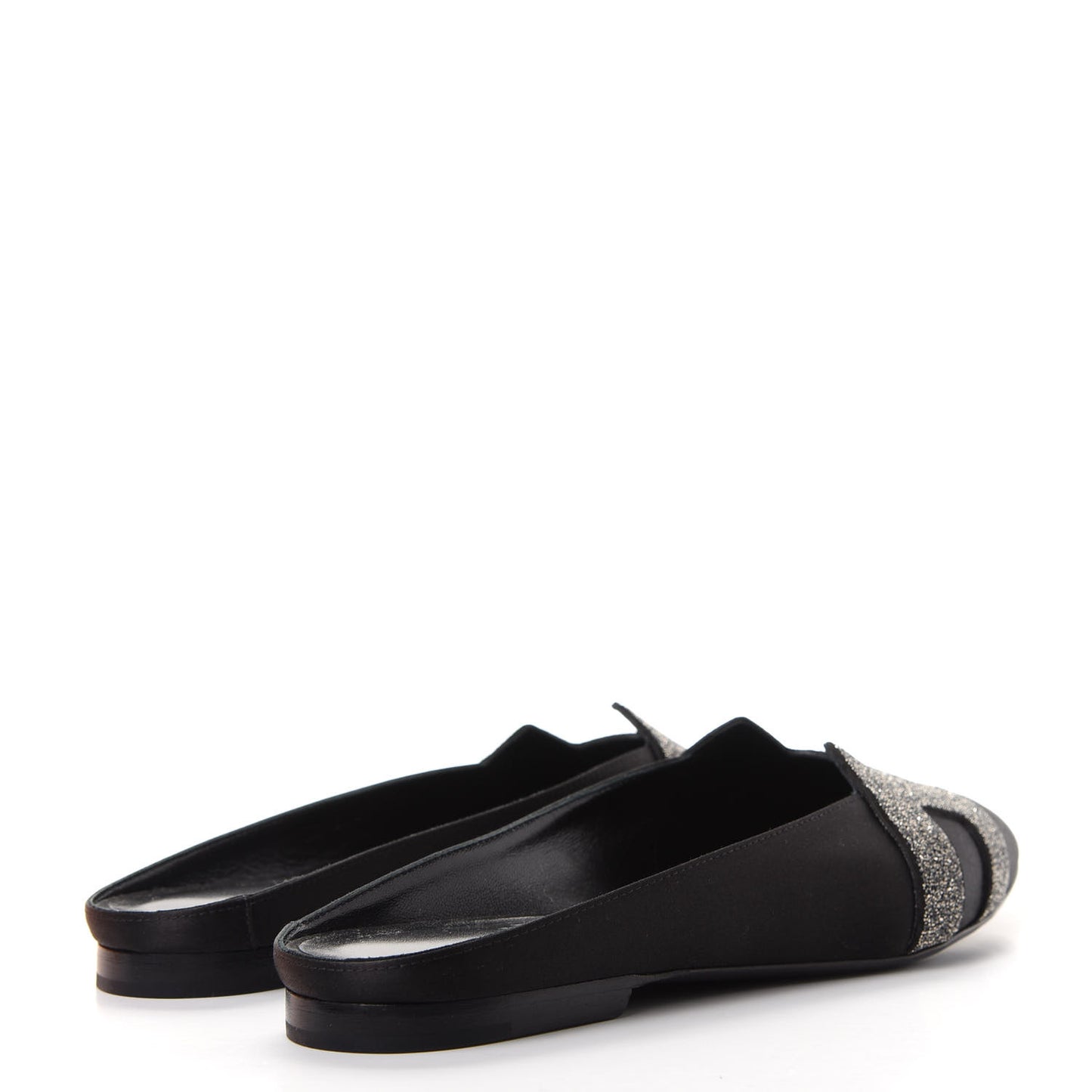 Satin Suede Goatskin Crystal Roxane Mules 37 Black