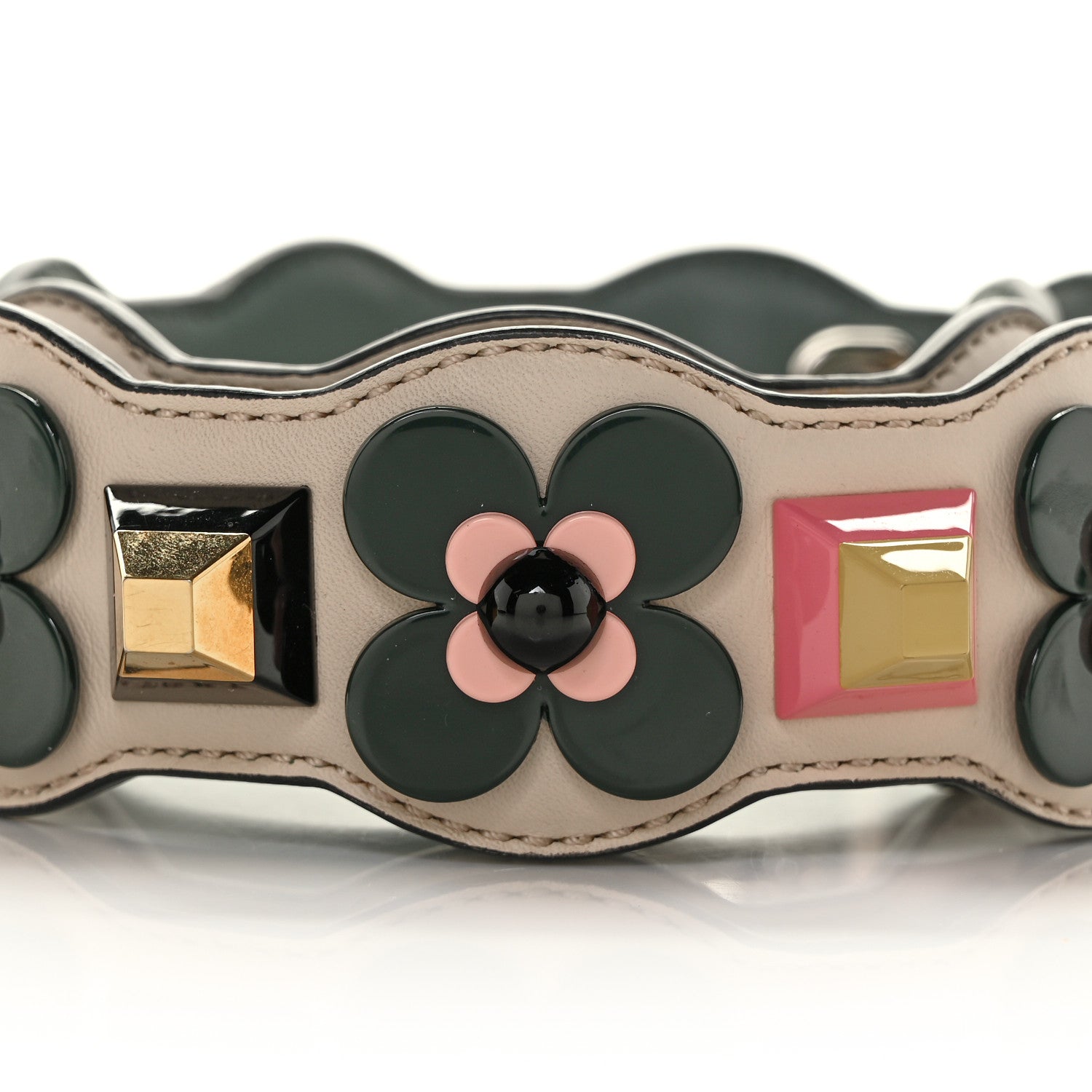 Fendi Vitello Dolce Plexiglass Flowerland Studded Strap You Camelia Multicolor 3 of 5