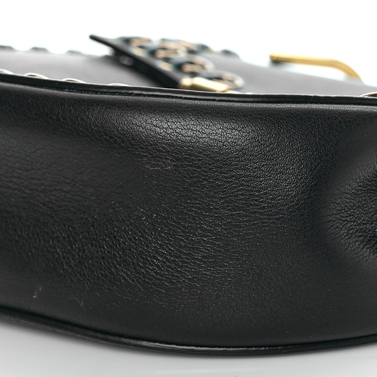 Chloe Calfskin Whipstitch Grommet Drew Shoulder Bag Black 8 of 9