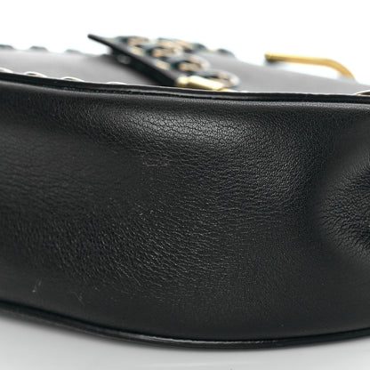 Chloe Calfskin Whipstitch Grommet Drew Shoulder Bag Black 8 of 9