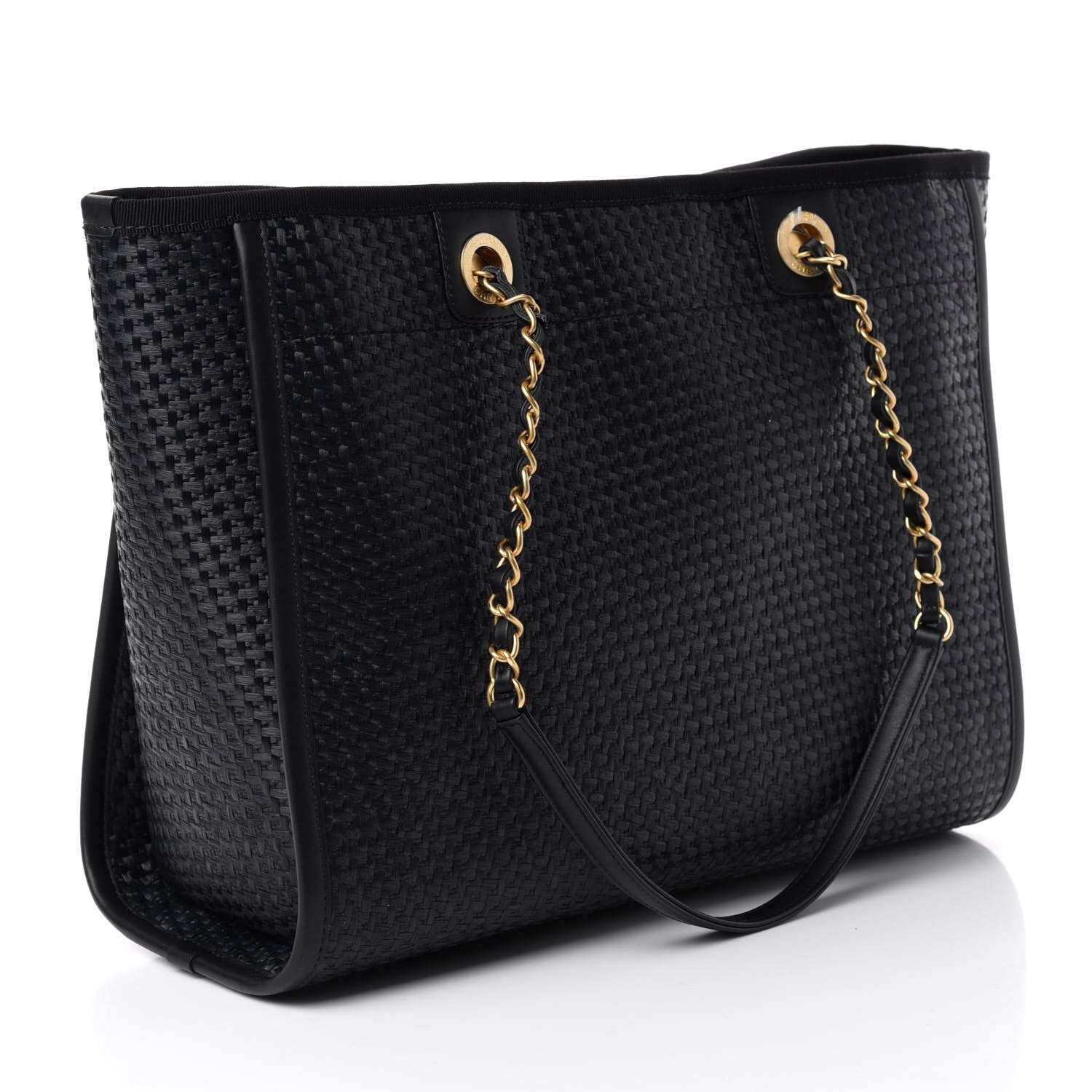 Chanel Woven Straw Raffia Small Deauville Tote Black 3 of 11