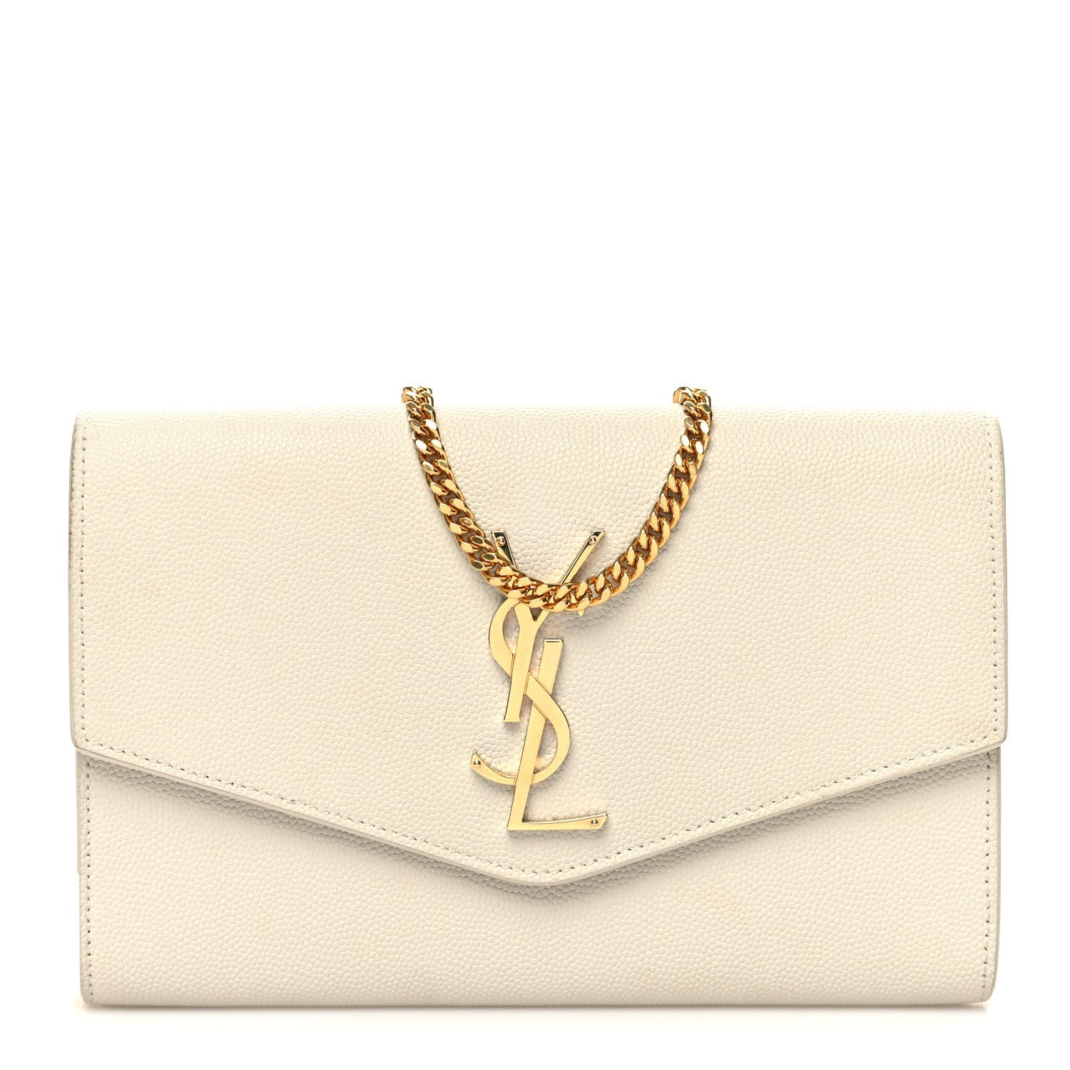 Saint Laurent Grain De Poudre Monogram Uptown Chain Wallet Crema Soft 3 of 14
