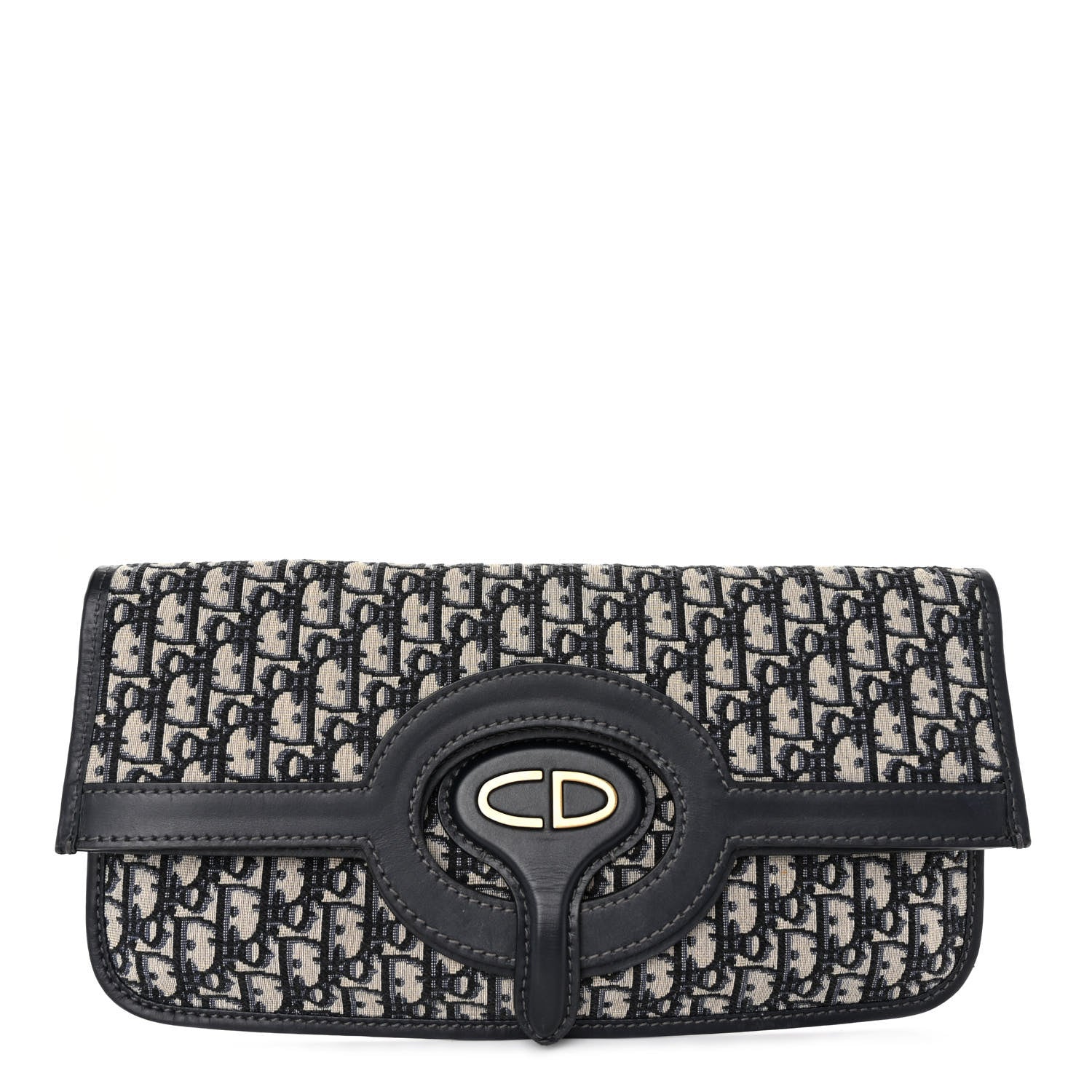 Christian Dior Oblique Fold Over Clutch Blue 2 of 10