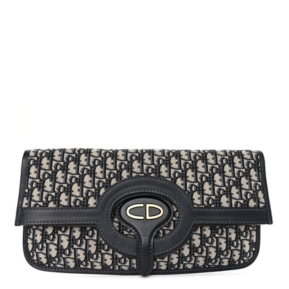 Christian Dior Oblique Fold Over Clutch Blue 2 of 10