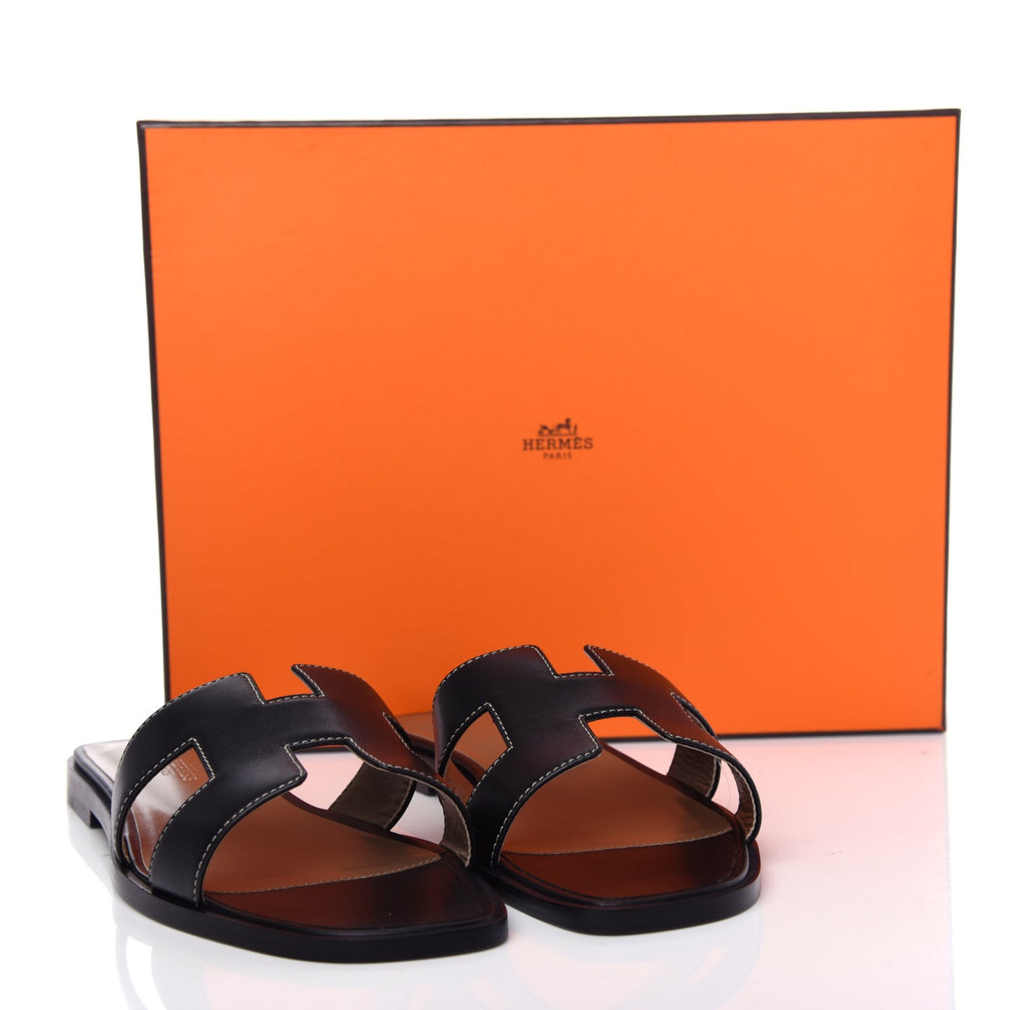 Box Calfskin Oran Sandals 38 Black