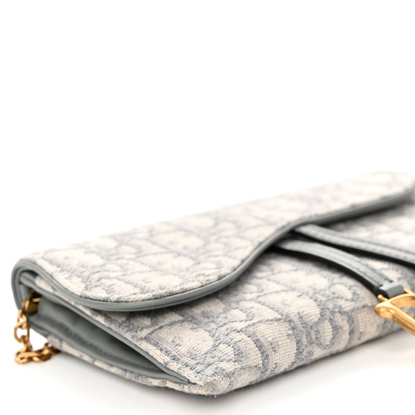Oblique Saddle Chain Long Wallet Grey