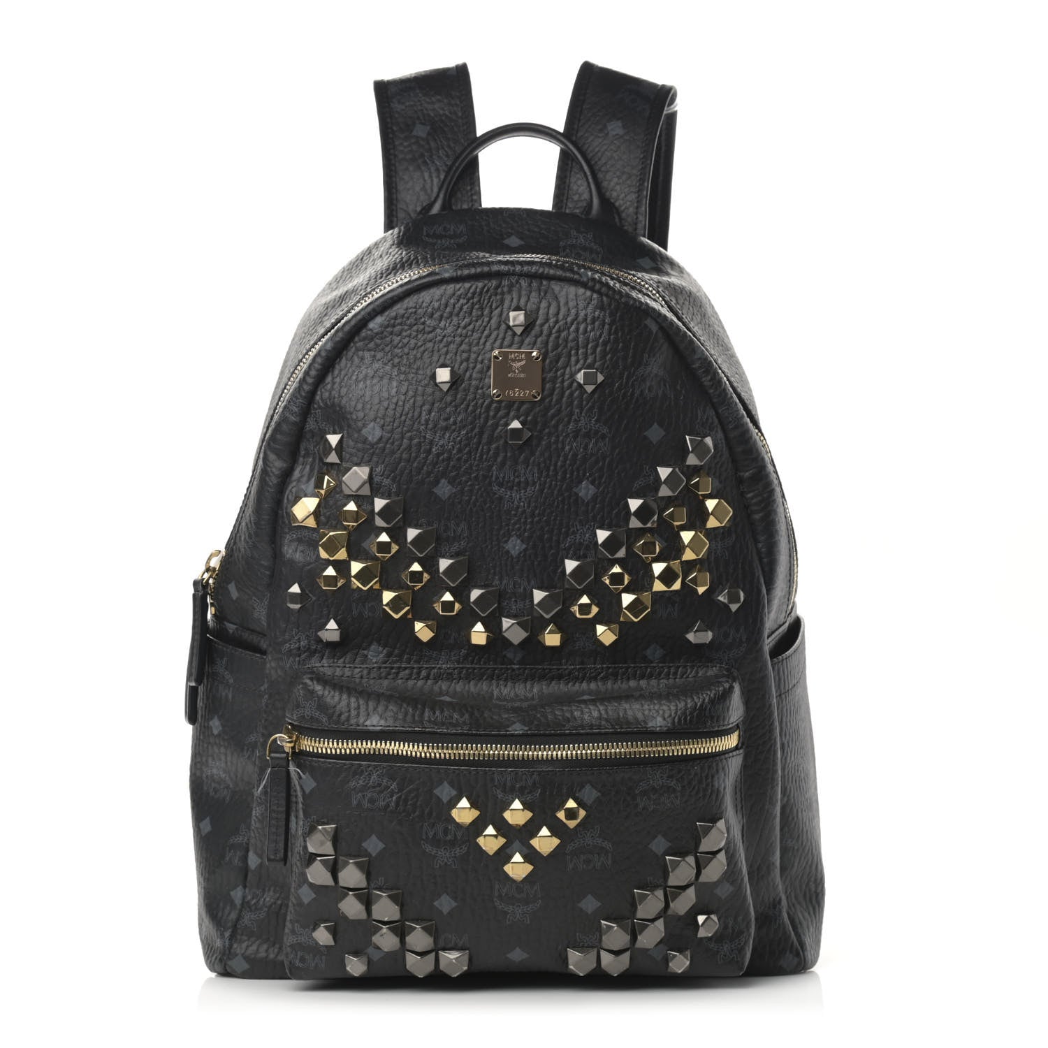 MCM Visetos Studded Medium Stark M Backpack Black 1 of 14