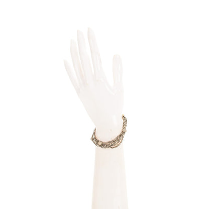 David Yurman Sterling Silver 18K Yellow Gold Pave Diamond 7mm Six-Row Chain Bracelet 2 of 5