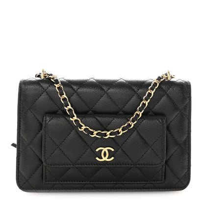 Chanel Caviar Quilted Pocket Clutch With Chain WOC Black 1 of 11
