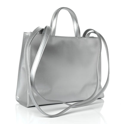 Telfar Metallic Vegan Leather Medium Shopping Bag Silver 2 of 11