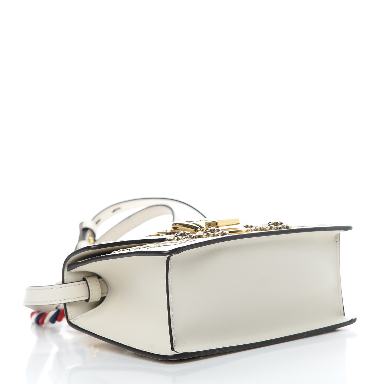 Gucci Calfskin Animal Studs Mini Sylvie Top Handle Bag White 4 of 12