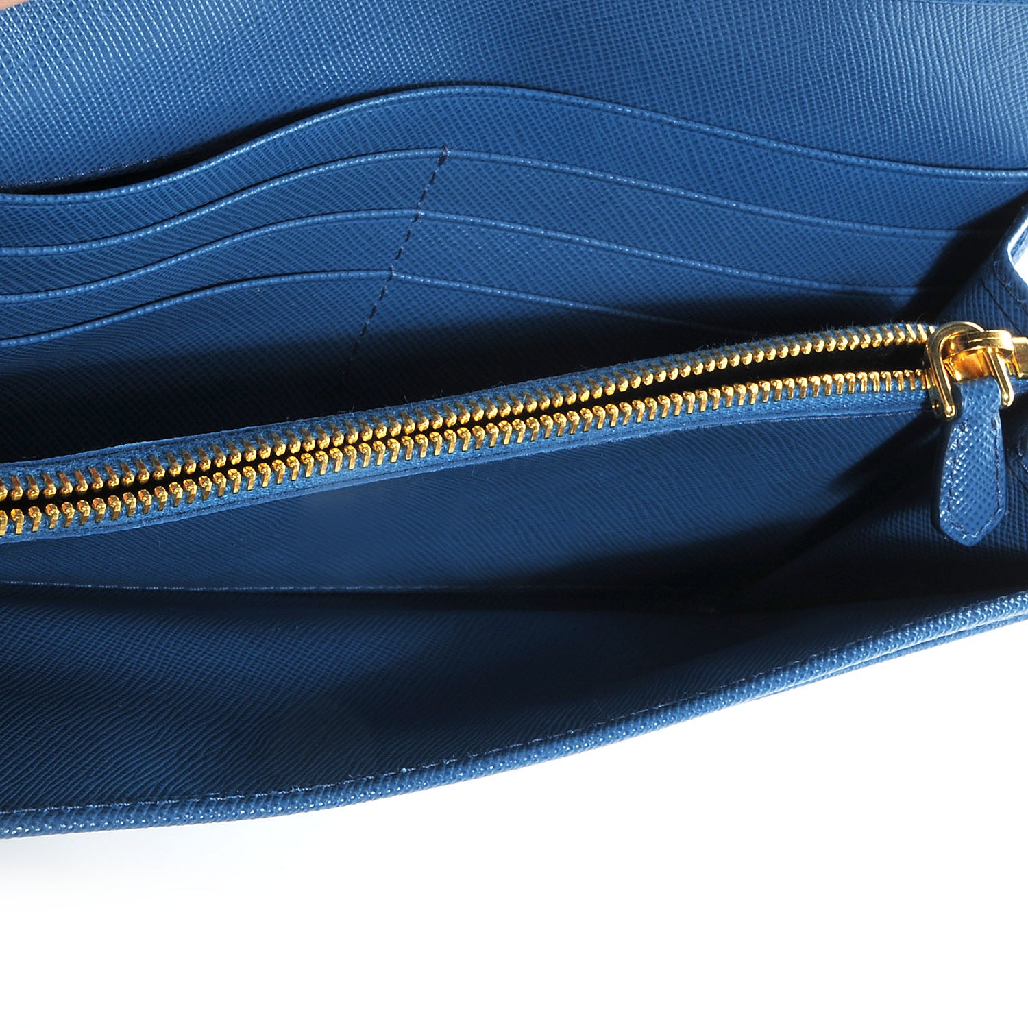 Prada Saffiano Metal Continental Flap Wallet Cobalto 8 of 9