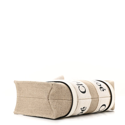 Chloe Cotton Calfskin Mini Woody Ribbon Tote White Light Brown 4 of 11