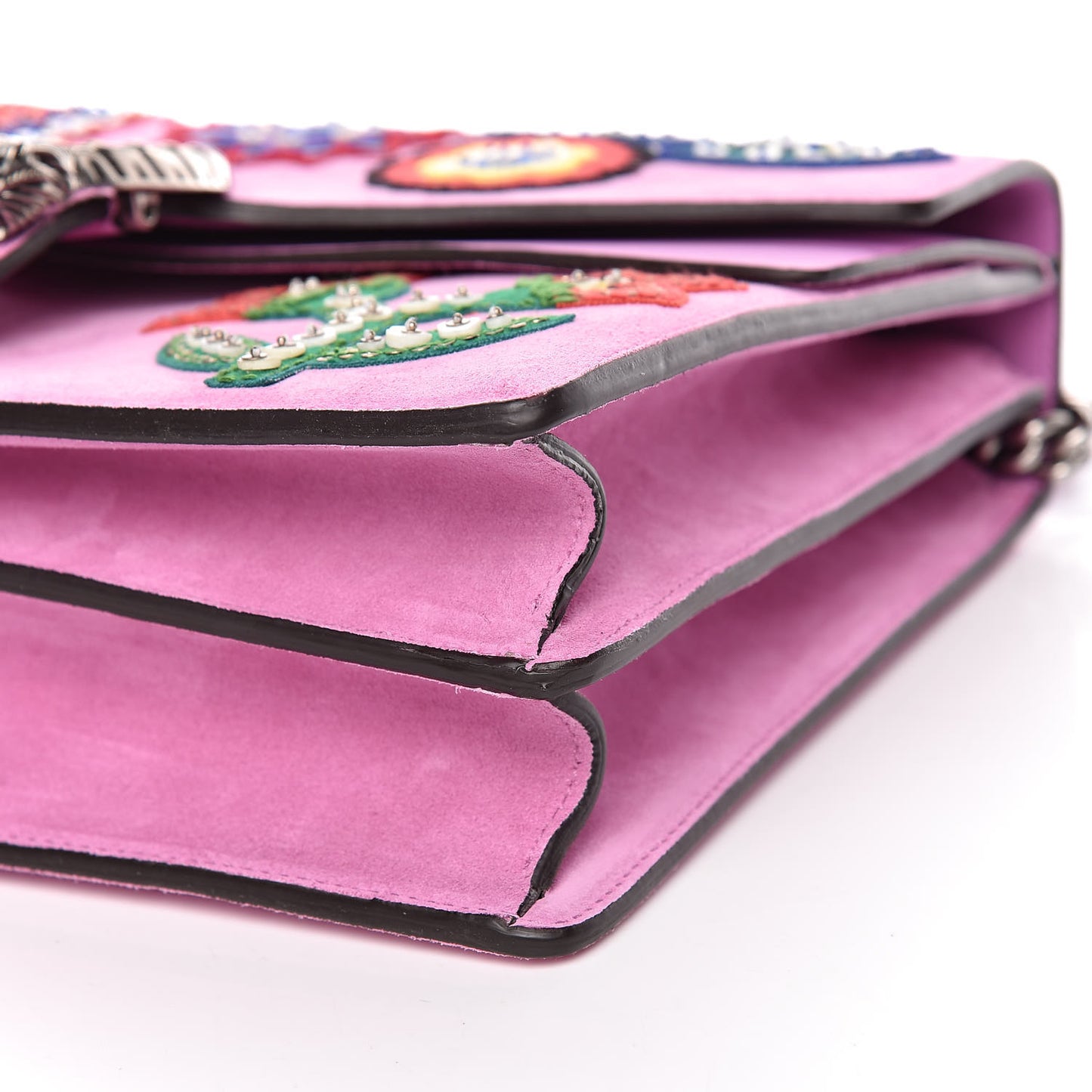 Suede Cudu Embroidered Medium Dionysus Shoulder Bag Candy Mousse Multicolor