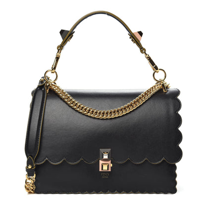 Fendi Vitello Liberty Scalloped Studded Kan I Shoulder Bag Black 1 of 13