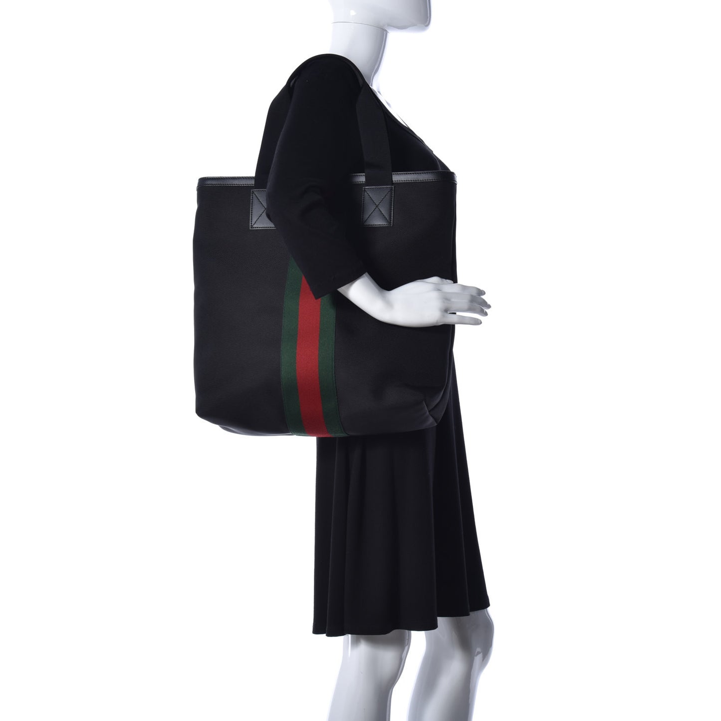 Techno Canvas Web Vertical Tote Black