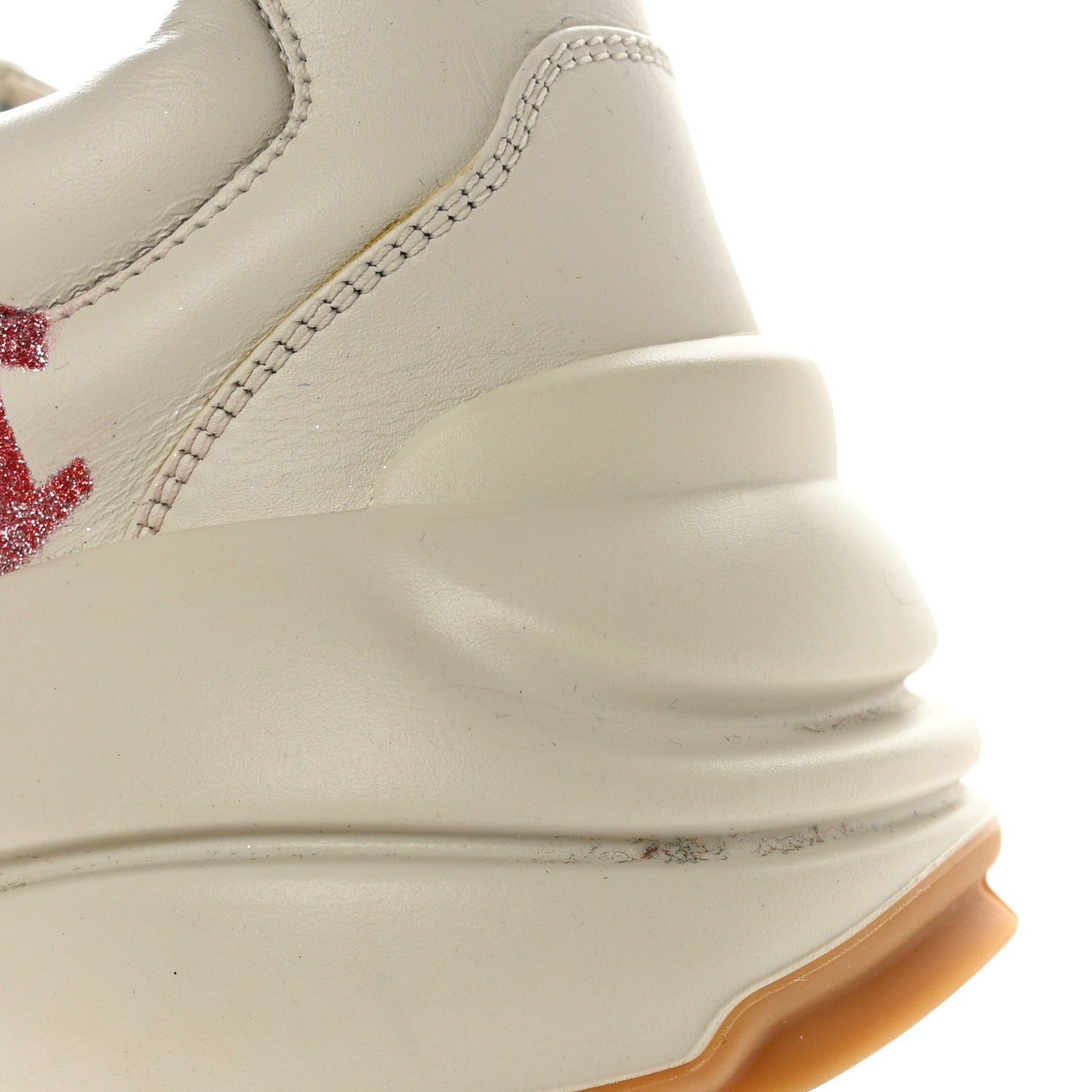 Gucci Calfskin Glitter Game Logo Womens Rhyton Sneakers 39.5 Mystic White 12 of 15