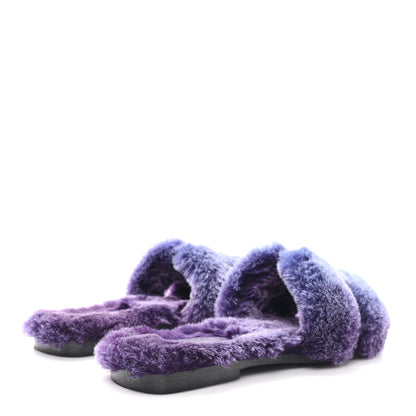 Hermes Woolskin Oran Sandals 38 Violet Fonce 5 of 8