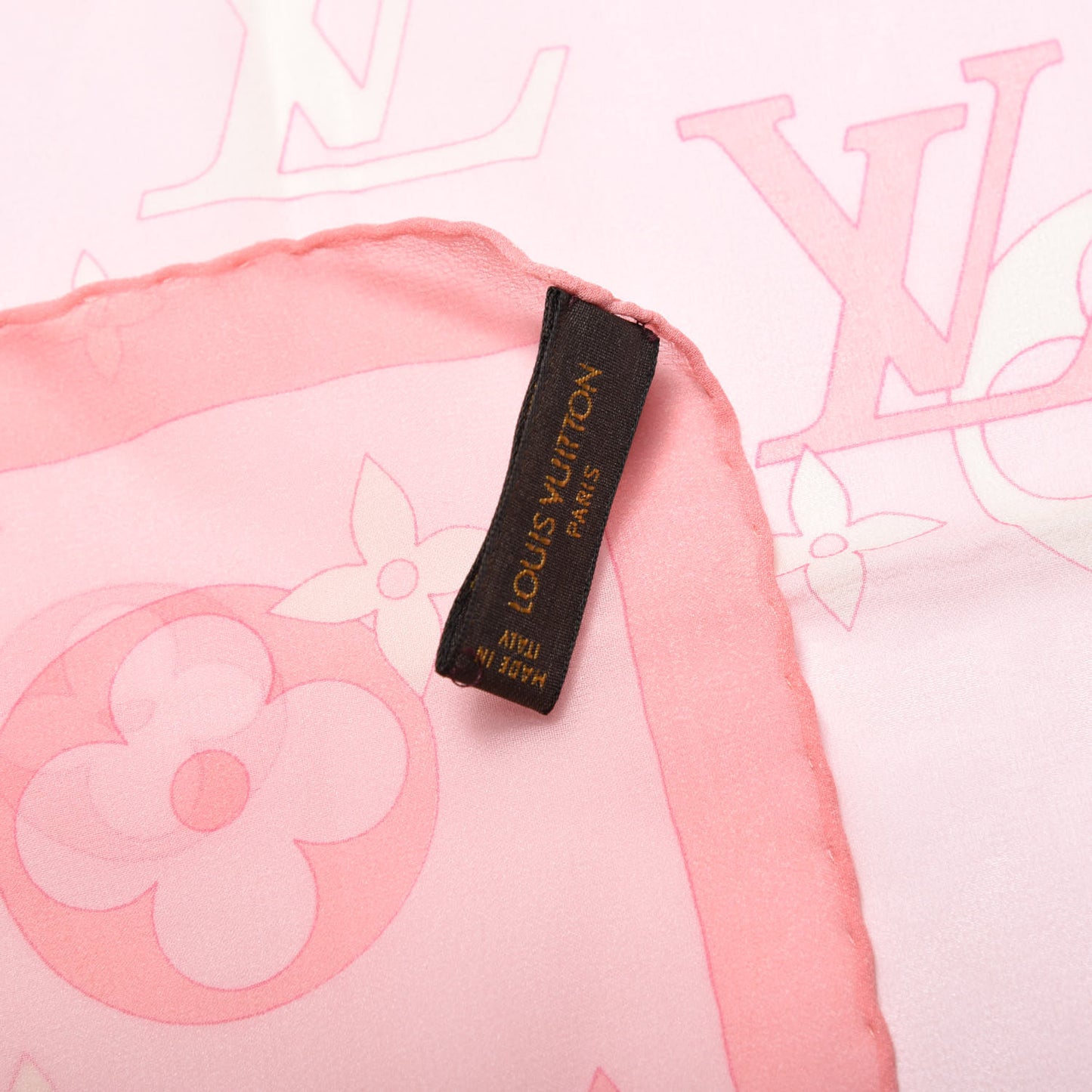 Silk Crepe Monogram Scarf Pink